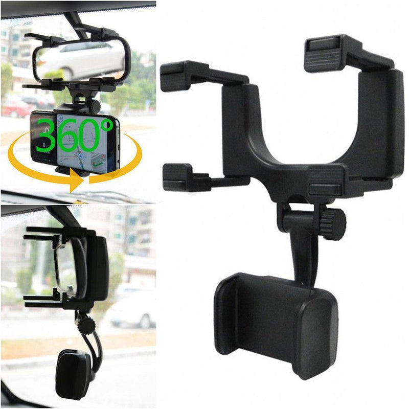Rearview Mirror 360 Degrees Car Phone Holder