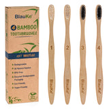 Bamboo Toothbrush Set 4-Pack - Bamboo Toothbrushes with Soft Bristles for Adults - Eco-Friendly, Biodegradable, Natural Wooden Toothbrushes